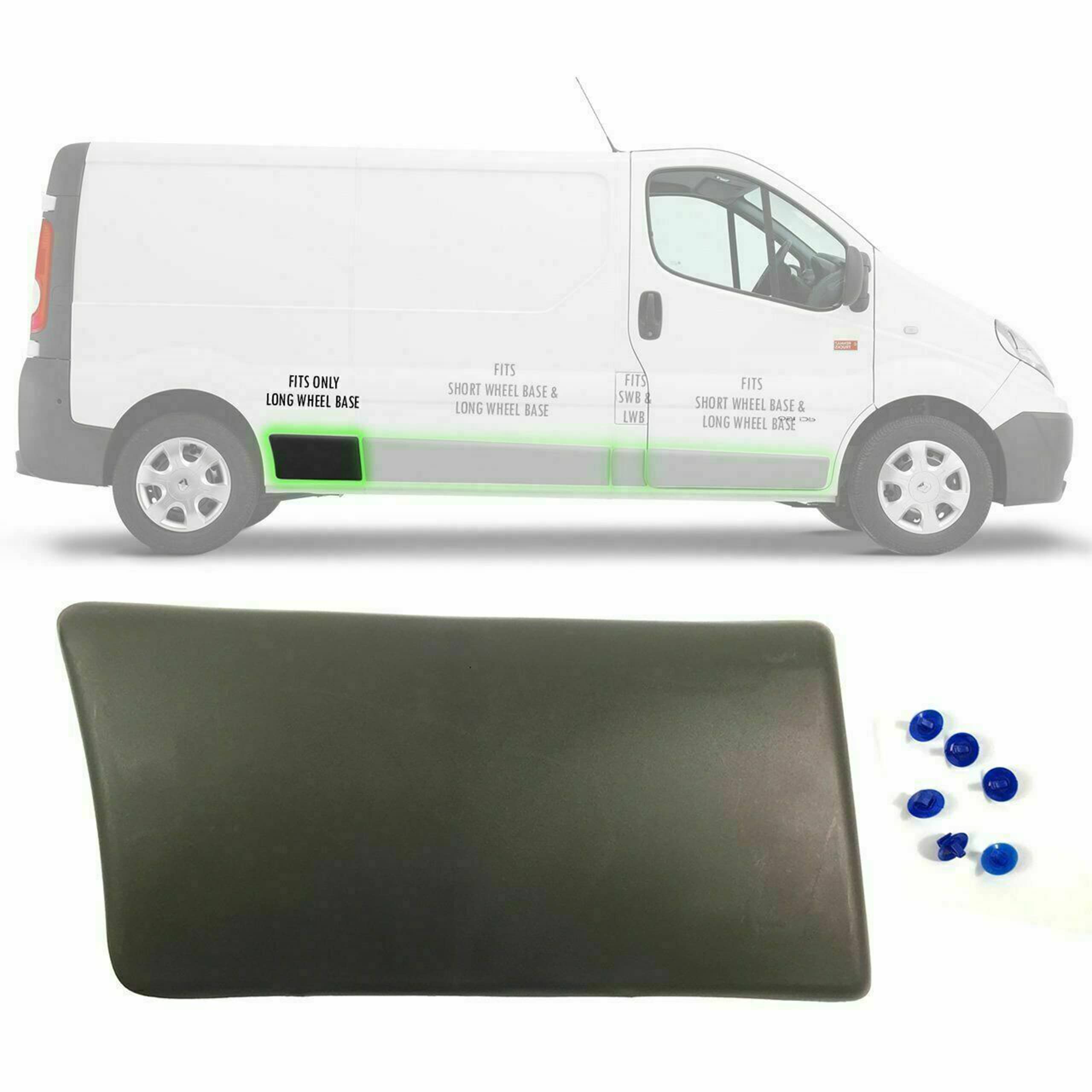 Seitenverkleidung Zierleiste Zierleiste Schutzleiste für LWB kompatibel mit Vivaro Trafic MK2 Primaster 2001-2014 (hinten rechts LWB)