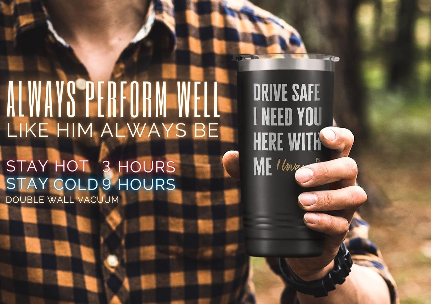 Onebttl Stainless Steel Tumbler for Boyfriend, Husband or Him - 20oz Drive Safe Gift for Birthday, Anniversary