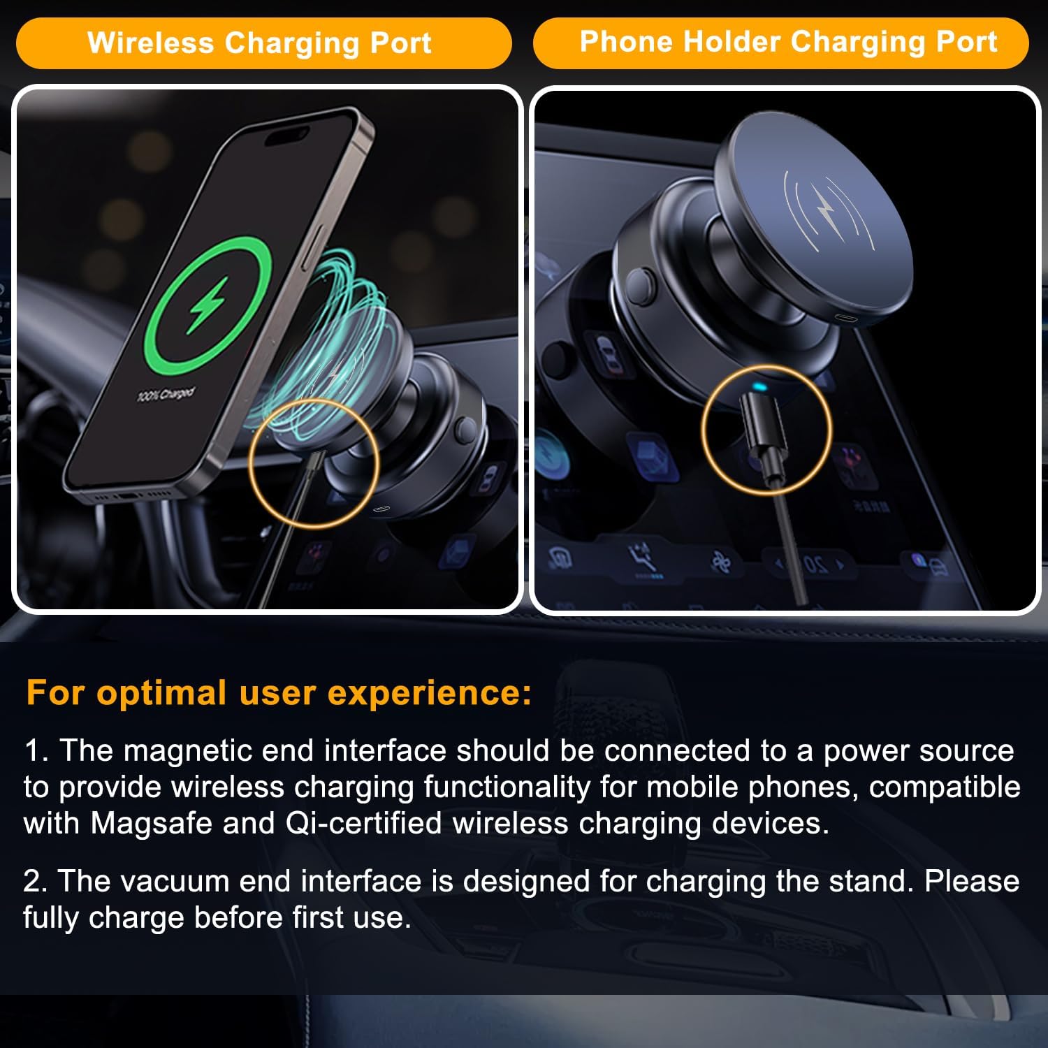 15W Wireless Charger, Magnetic Maglock Phone Holder, Fast Charging