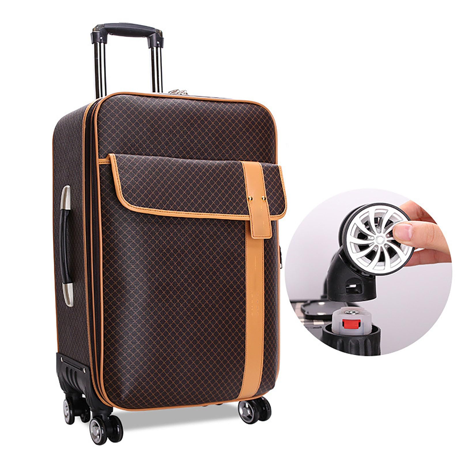 Noś walizkę 20-calową, wyjmowaną walizkę na bagaż podręczny, wygodną na wyjazdy służbowe, ABS + PC Hardshell Spinner Trolley do lekkich 4 kół Bagażnik do kabiny z zamkami TSA,Brown,28