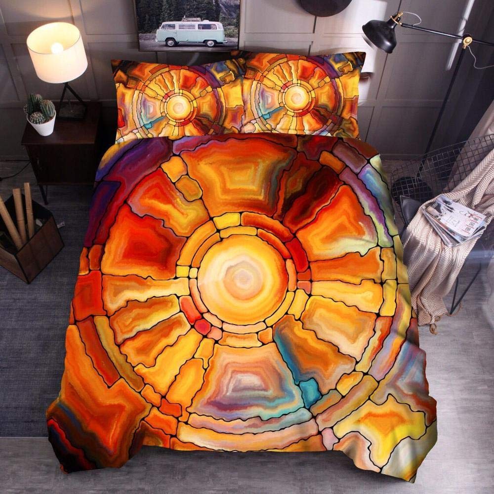 Parure de lit housse de couette multicolore motif géométrique 3D