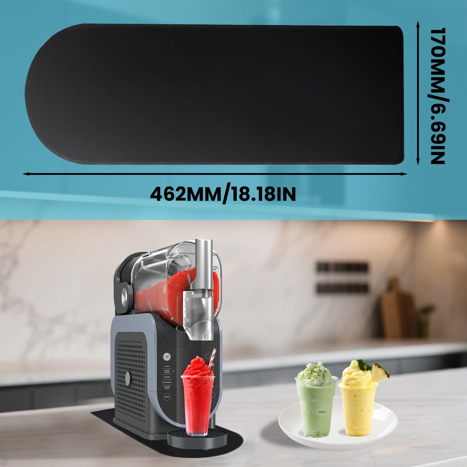 Pad per Macchina Ninja Slushie FS301EU e KLAMER Slush Tappetino Scorrevole, 46 cm x 17 cm, Assorbe le Macchie d'acqua, for Coffee Machines, Blenders, Juicers, and Kitchen Appliances (nero)