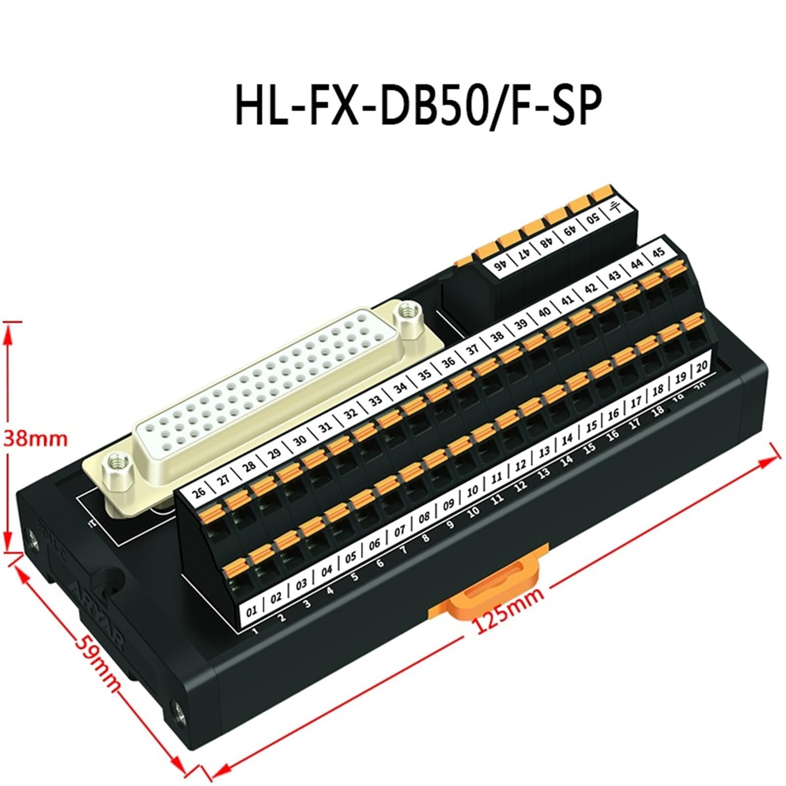 1 x szybkookablowanie DB50 d-sub DIN DB50 moduł interfejsu do montażu na szynie DB50 rozdzielacz bloku zacisków sprężynowych (DB50 M do M 1M)