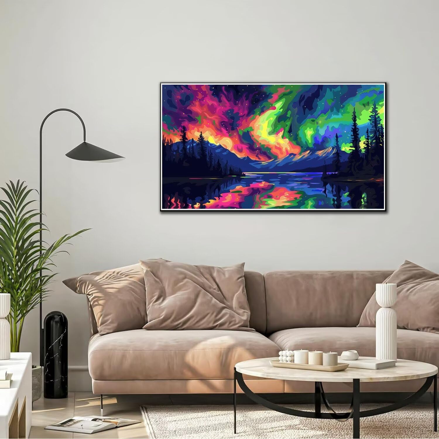 Paint By Numbers Kits For Adults, Aurora Painting By Numbers For Adults On Canvas, Without Frame DIY Paint By Numbers Landscape, Color Oil Painting