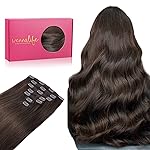 WENNALIFE Clip in Hair Extensions Real Human Hair, 18 Inch 120g 7pcs Light Dark Brown Remy Hair Double Weft Straight Natural Extensiones De Cabello Humano Con Clip Ins
