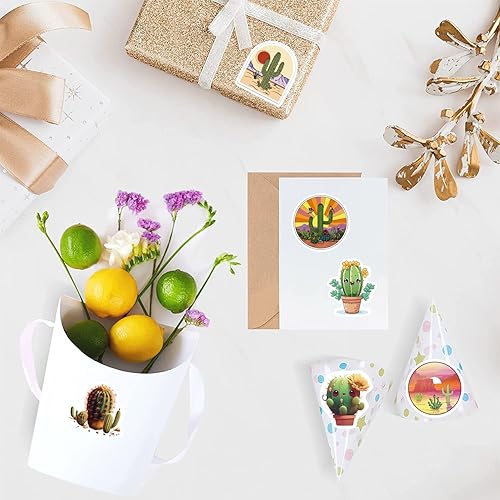 Miniatura 5 de 500 calcomanías autoadhesivas con diseño de cactus estético para Navidad, Halloween, fiestas, para niños, adolescentes, niñas, niños, para álbumes
