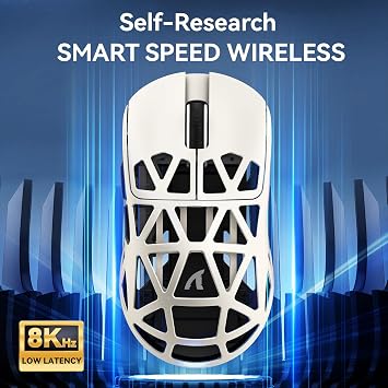 ATTACK SHARK R2 Magnesium Alloy Wireless Gaming Mouse – 48g Ultra Light, PixArt PAW3950 Sensor, 42000 DPI, BT/2.4G/Wired Triple Mode, 8K Response Speed, Windows/Xbox/PS/Mac Compatible – White