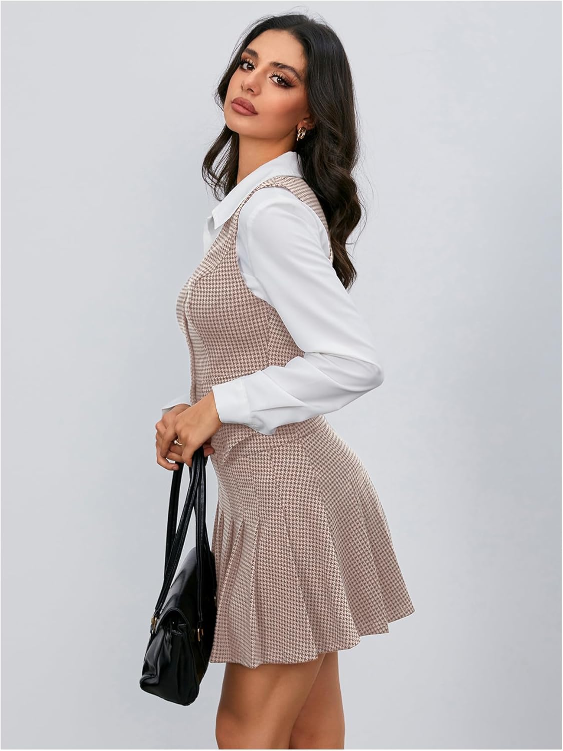 Milumia Women's Plaid Skirt Sets 2 Piece Outfits Blazer Vest Top and Pleated Mini Skirt Suit - Image 4