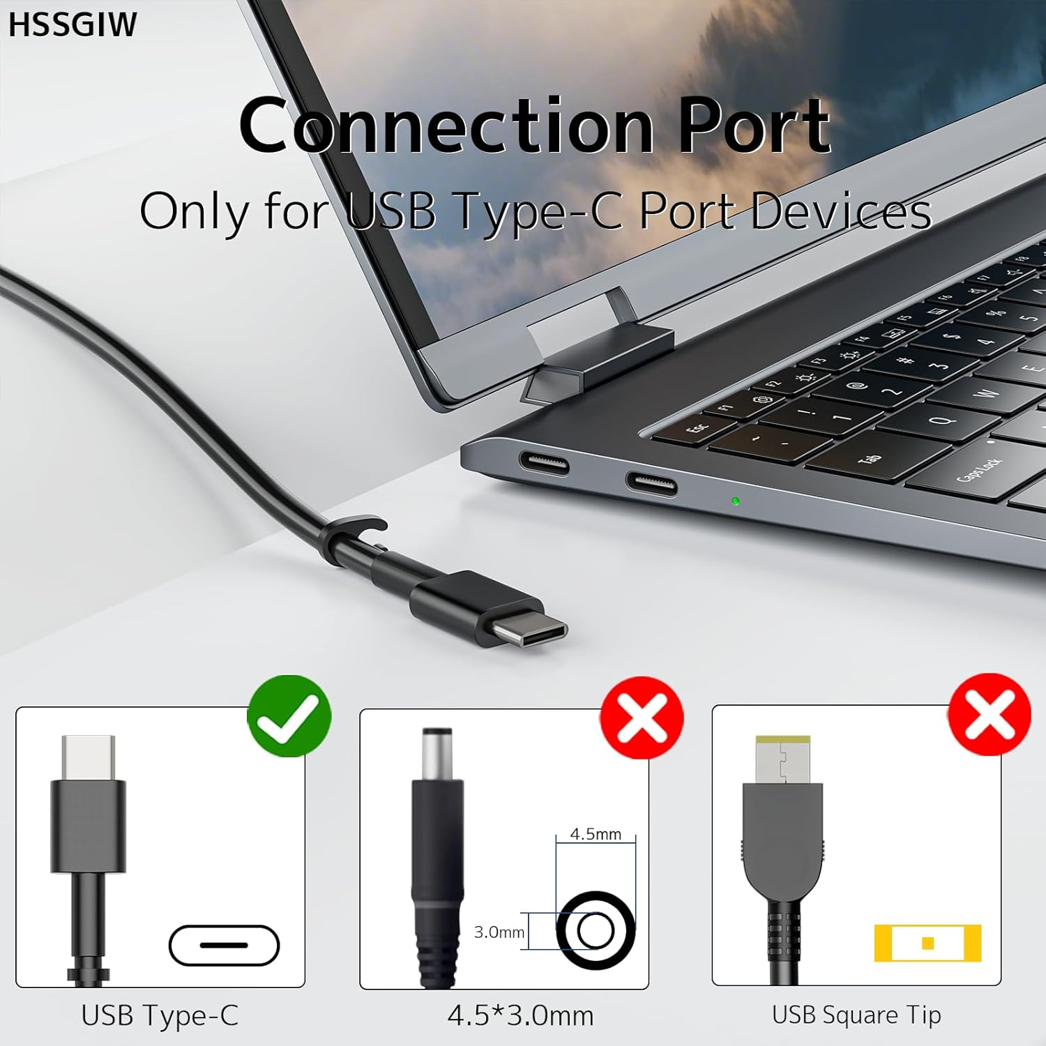 65W USB Type C Laptop Charger Fit for Dell Latitude Inspiron XPS Chromebook | 65W/45W PD Fast Charging | Smart Temperature Control | Wide Compatibility | Compact Design | Multiple Protection