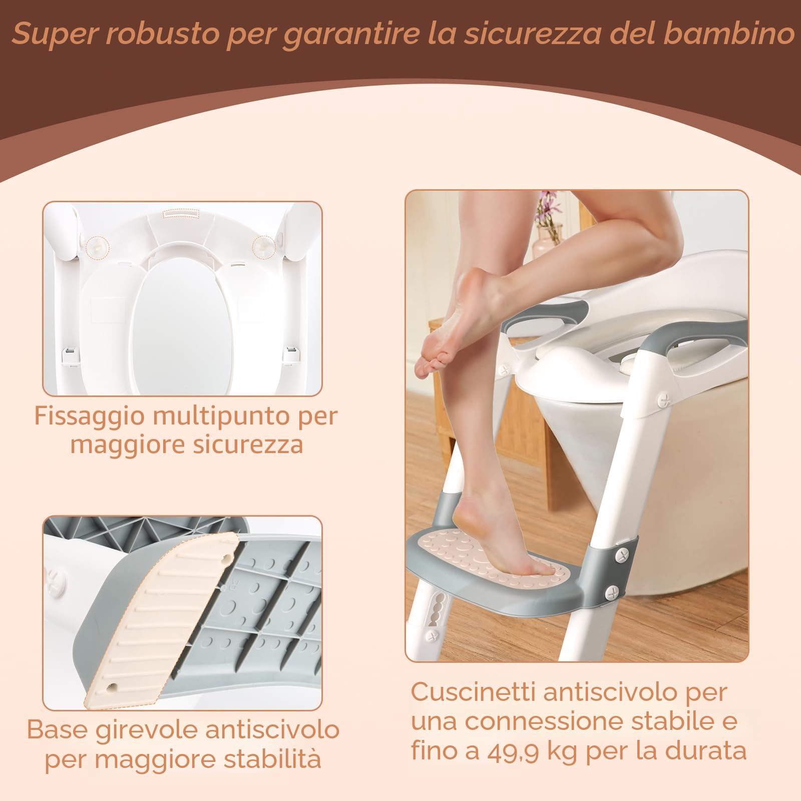 talifoca Sedile WC per bambini, sedile WC con scale, WC aggiornato per bambini e ragazze, sedile WC 2 in 1 con scale, pedana antiscivolo e antiscivolo.
