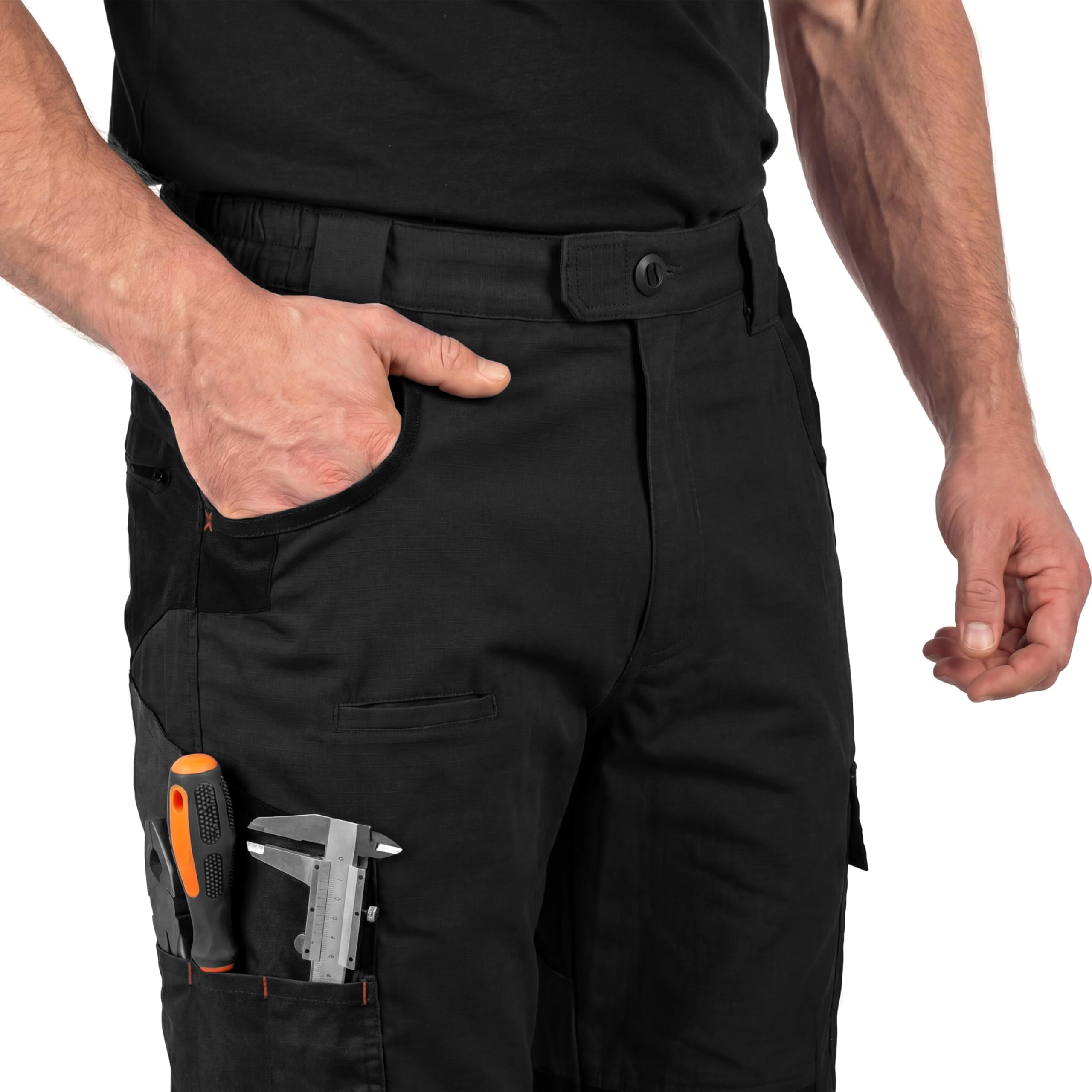 ACE Constructor Pantalones híbridos Largos de Trabajo para Hombre: Pantalones Cargo para Exteriores con Cordura y Cintura elástica para Hombre - 44 a 66