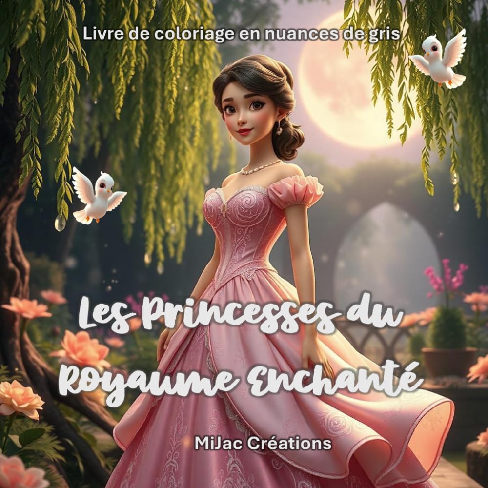 Les Princesses du Royaume Enchanté: Livre de coloriage en nuances de gris