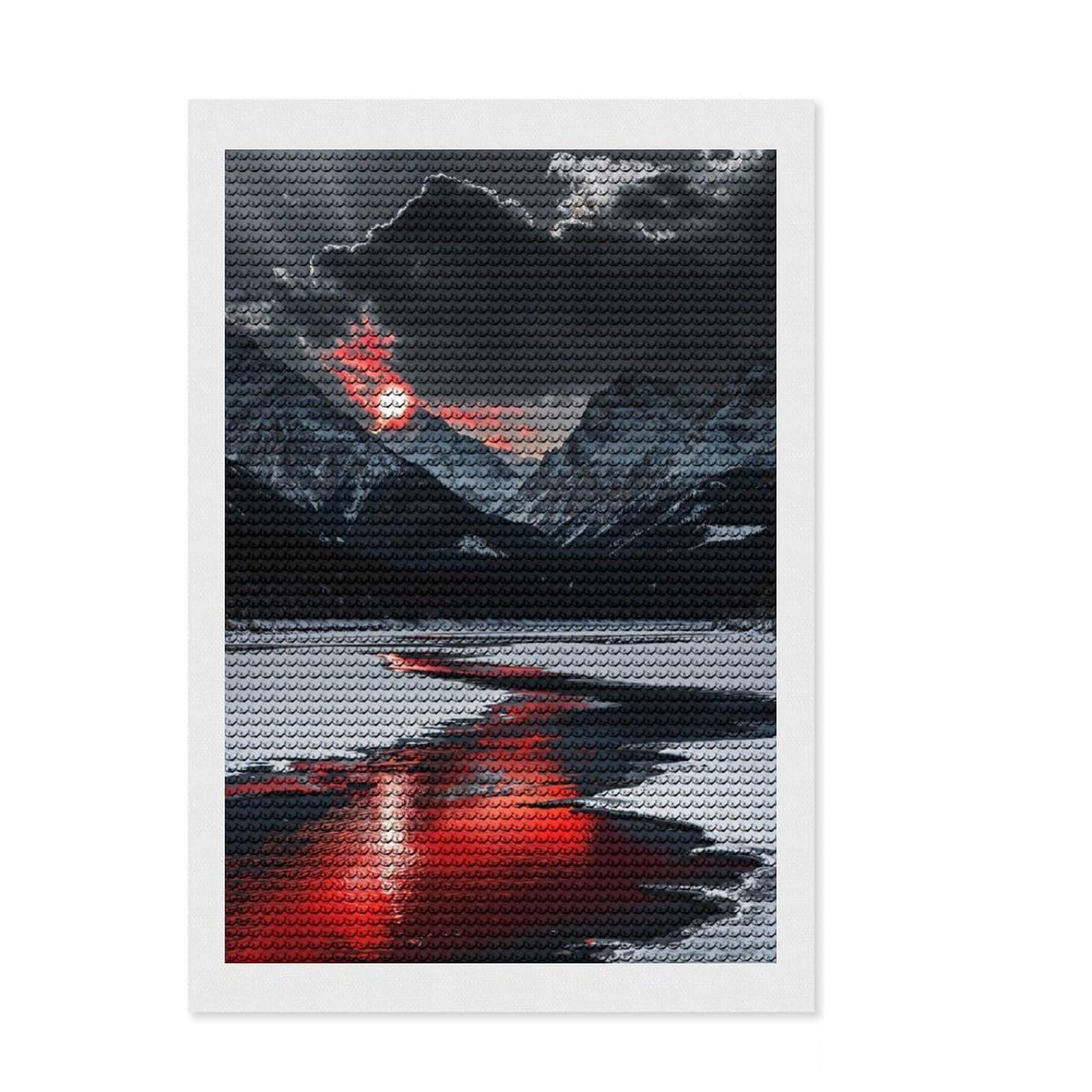 Junmoney Blood Moon Elegance Diamond Painting Set 8"x12", for Family Craft Time, Sparkling Round Gems, Christmas Gift, Bedroom Decor