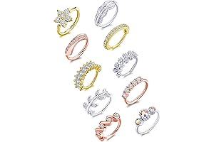 Paved Flower Leaf Feather Gypsy Nose Rings Hoop 20G