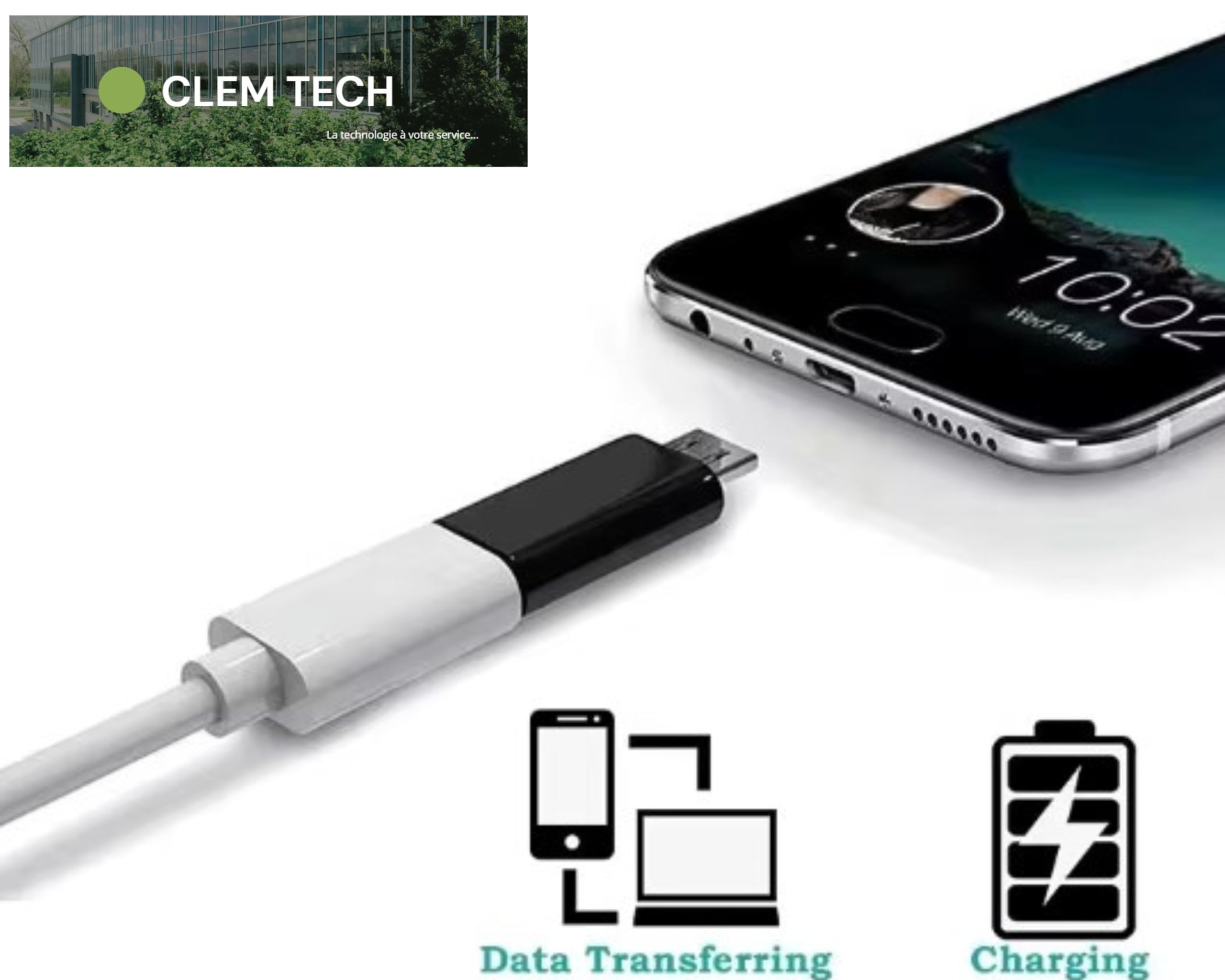 CLEM Tech - Adapter Micro USB na USB-C [Zestaw 2 szt.] - Szybkie Ładowanie i Transfer Danych, Aluminium, Samsung, Xiaomi, Motorola, Smartfony Android, Powerbank, Głośnik - Czarny