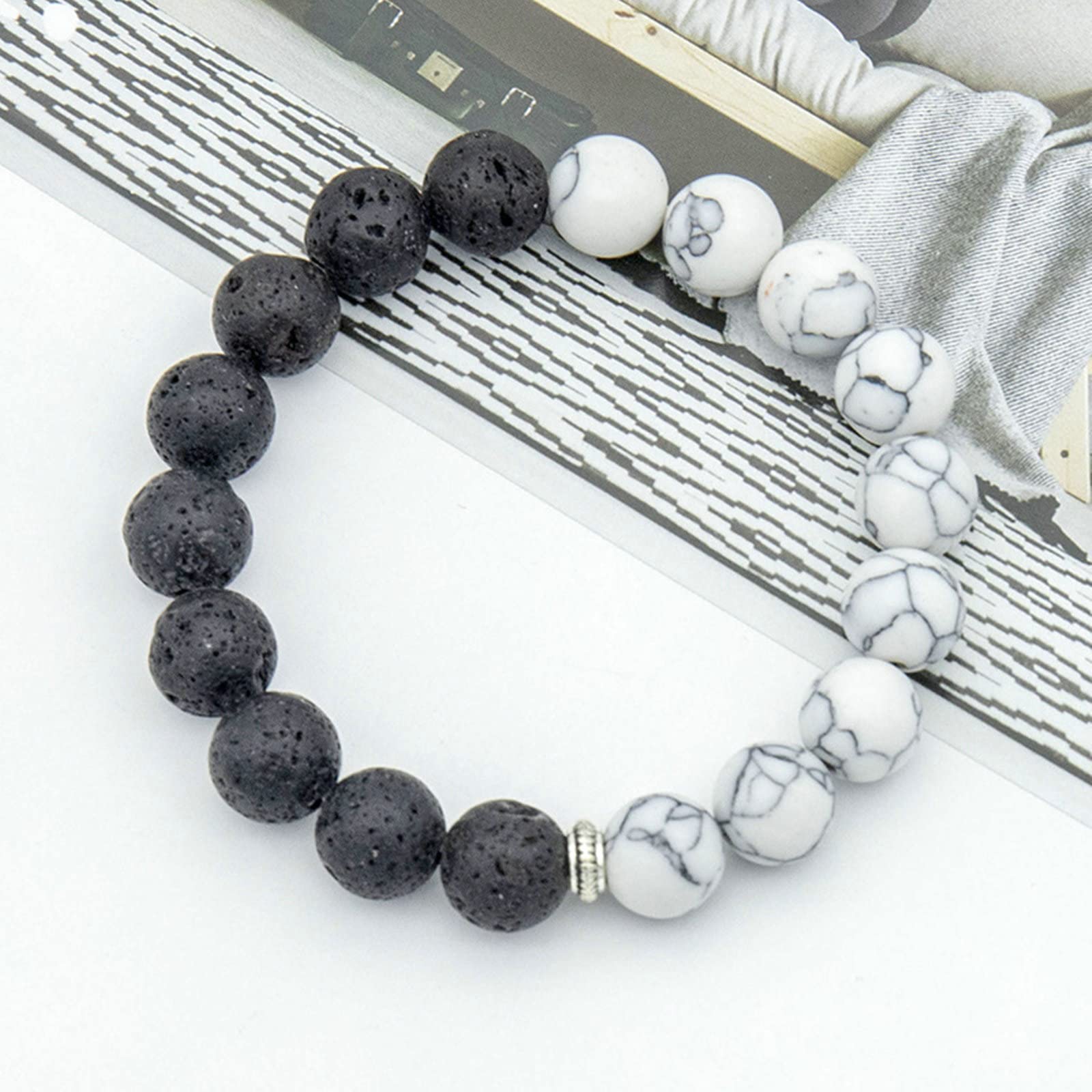 Lava -Gesteinsarmbänder für ätherische Öle, 8/10 -mm -Lava -Stein -Turkise -Armband -Stretch -Perlen -Armbänder für Frauen 21,5 cm