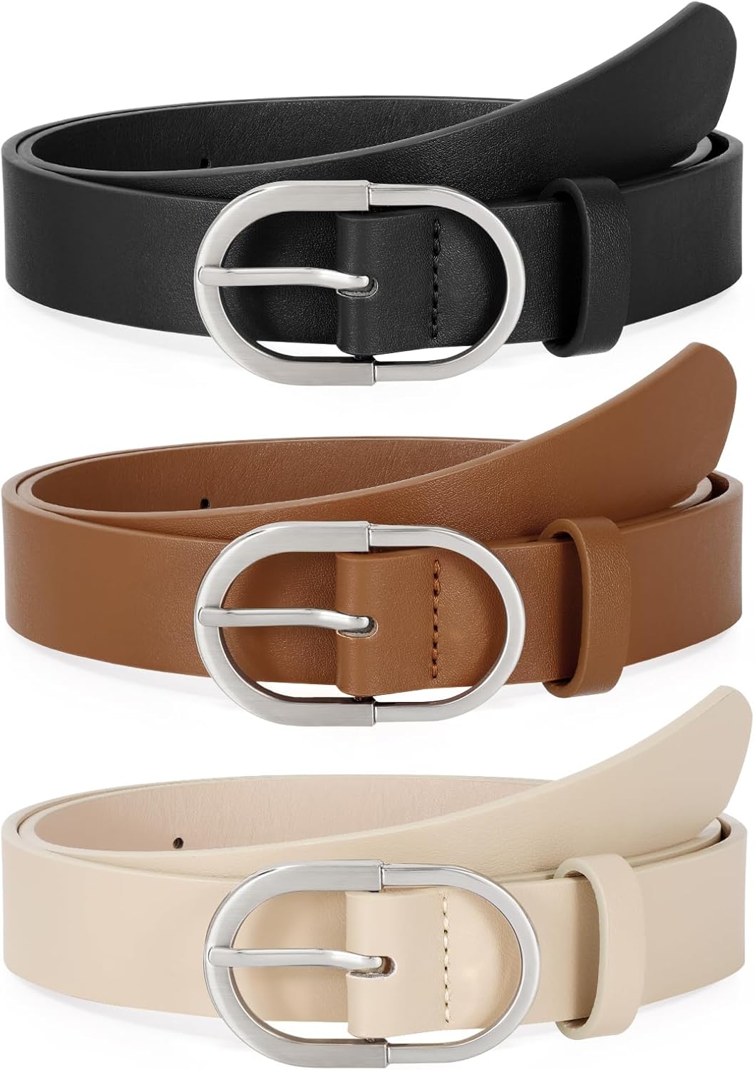 TRIWORKS 3 Pack Women Belts For Jeans Pants Dresses Ladies Leather Waist Belts - Image 9