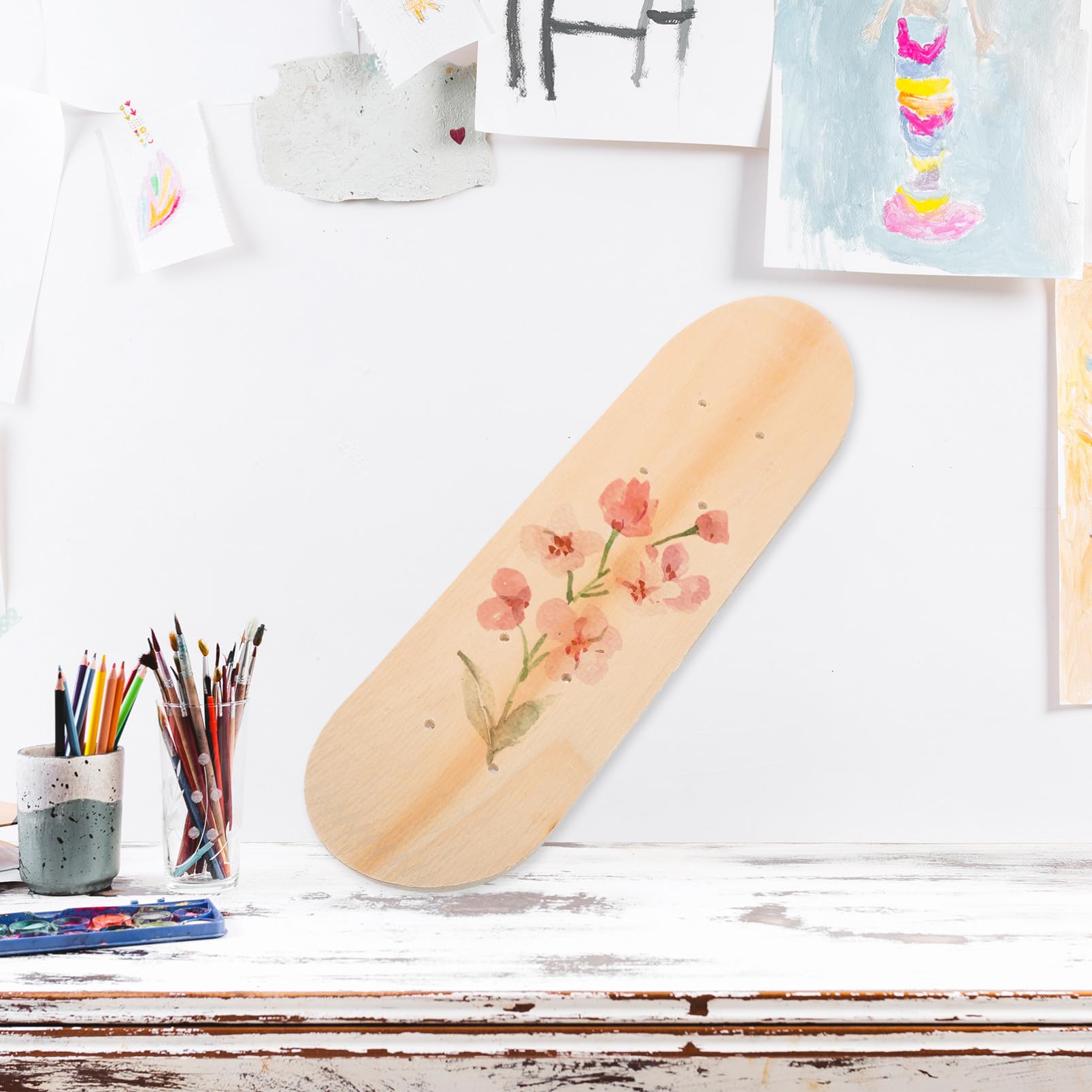 Anneome 3 Stück Blank Skateboard Deck aus Leichtem Ahornholz Doppelseitig Roh für DIY Graffiti Malerei Robustes zum Kreativen Bemalen