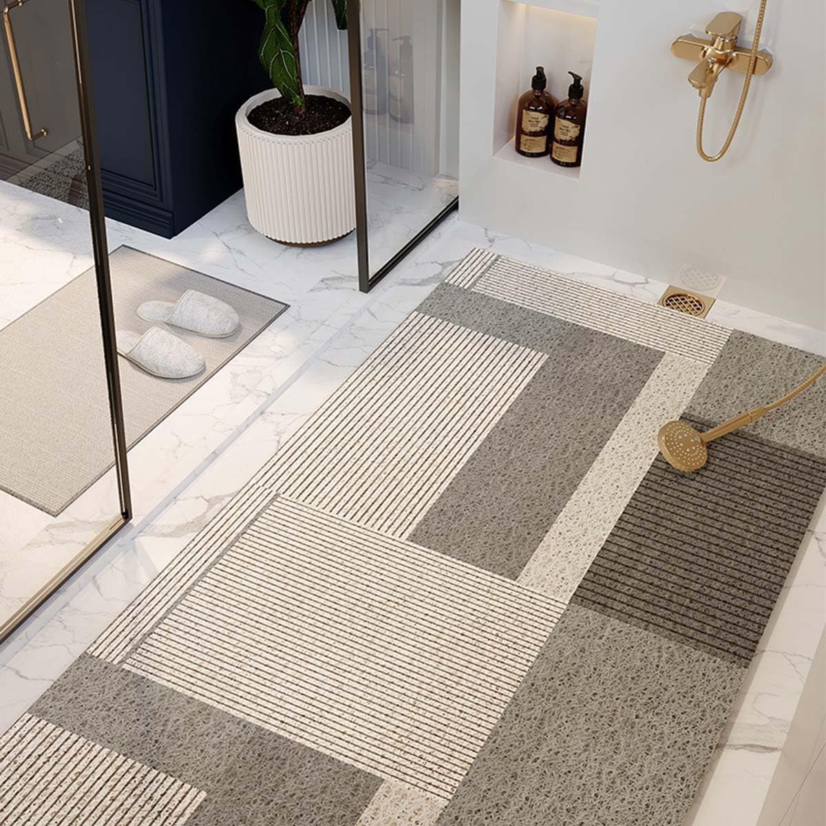 Alfombrilla de ducha antideslizante de lufa para zonas húmedas de baño, alfombrilla de ducha de PVC antimoho, diseño hueco para un mejor drenaje, tamaño grande
