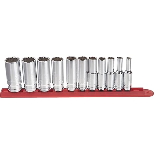 GEARWRENCH 11 Pc. 3/8" Drive 12 Pt. Deep Socket Set, SAE - 80563