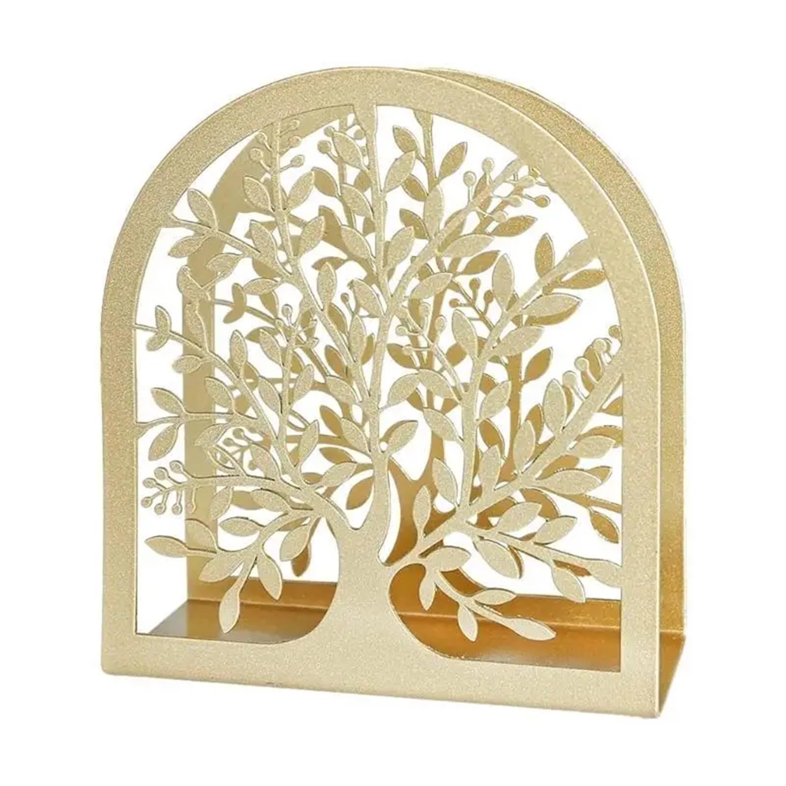 Napkin Holder Contemporary Kitchen Table Tissue Dispenser Freestanding Napkin Rack Space Saving Tabletop Accessory(Gold)