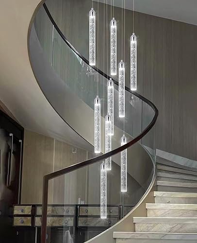 Candelabro LED regulable de 12 luces para entrada, montaje empotrado, lámpara colgante de techo de cristal para sala de estar, iluminación con