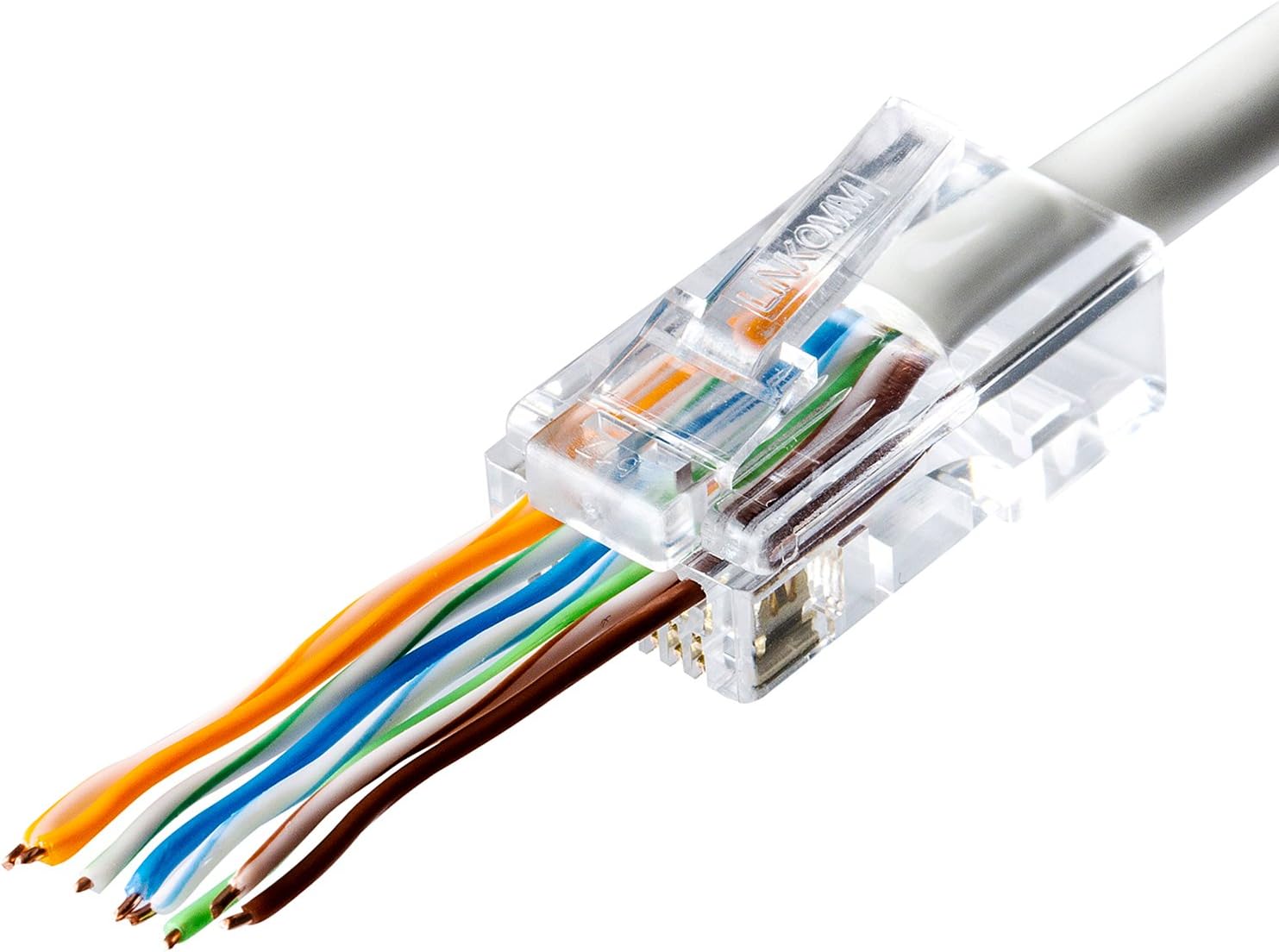 20-Pack RJ45 Cat5e End-Pass-Through Ethernet UTP Unshielded Modular Plug