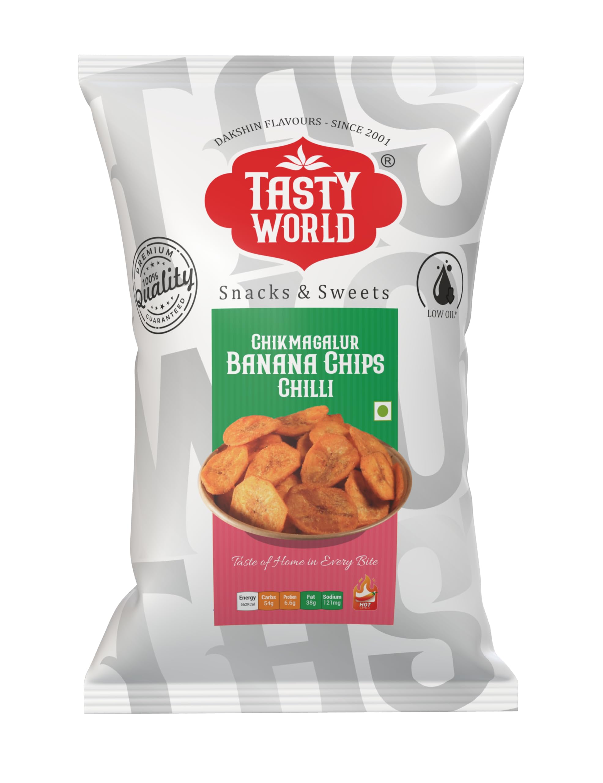 Tasty World Chilli Banana Chips (4X100 grams)