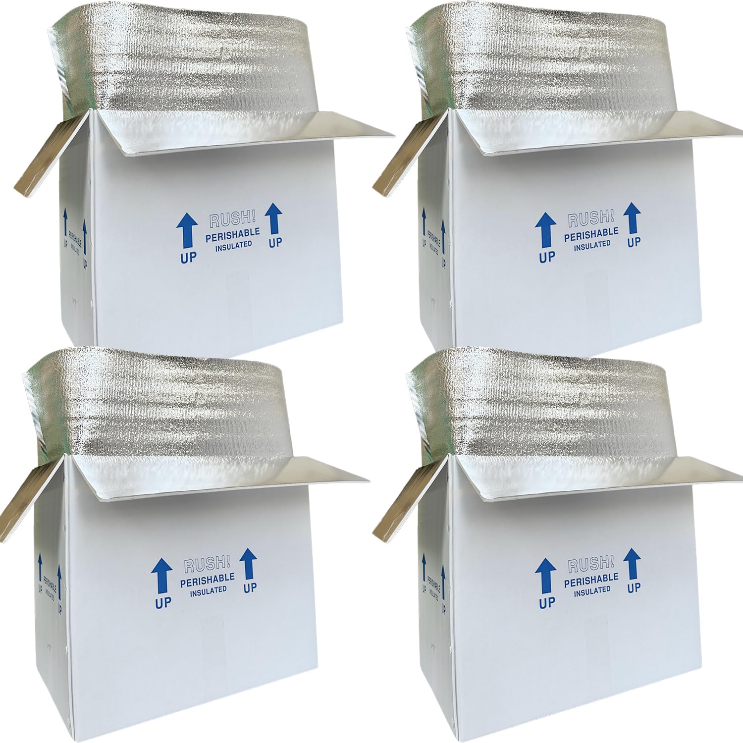 CH-BOX Insulated Shipping Boxes with Liners, 4 Pack 50x32x43cm (19''x12''x16'') Cold Shipping Boxes, for Perishable Frozen Food, White (TB191216L-4)