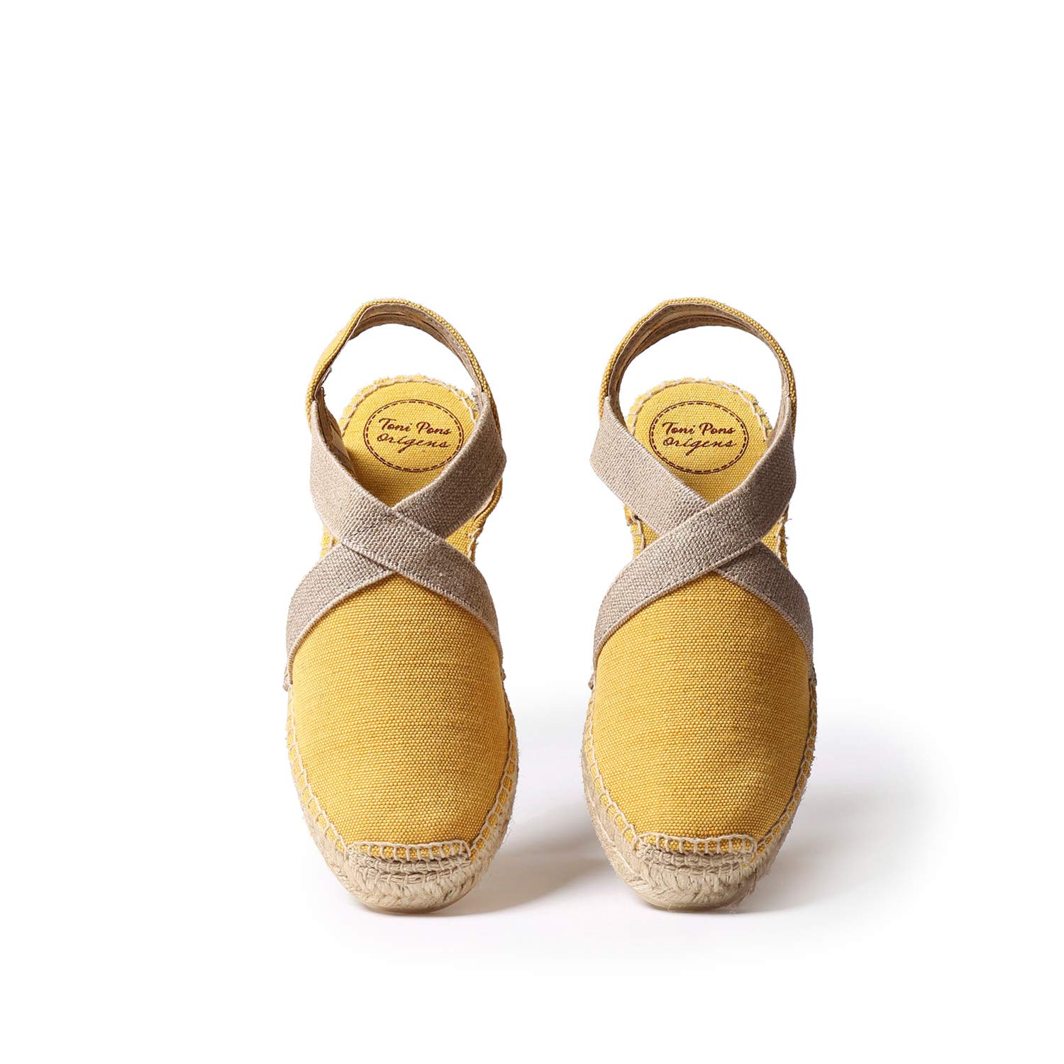 TONI PONS Verdi-V – Espadrille Compensée Végétalienne Femme En Toile De Coton & Jute, Talon 4 Cm, Fabriquée à La Main En Espagne