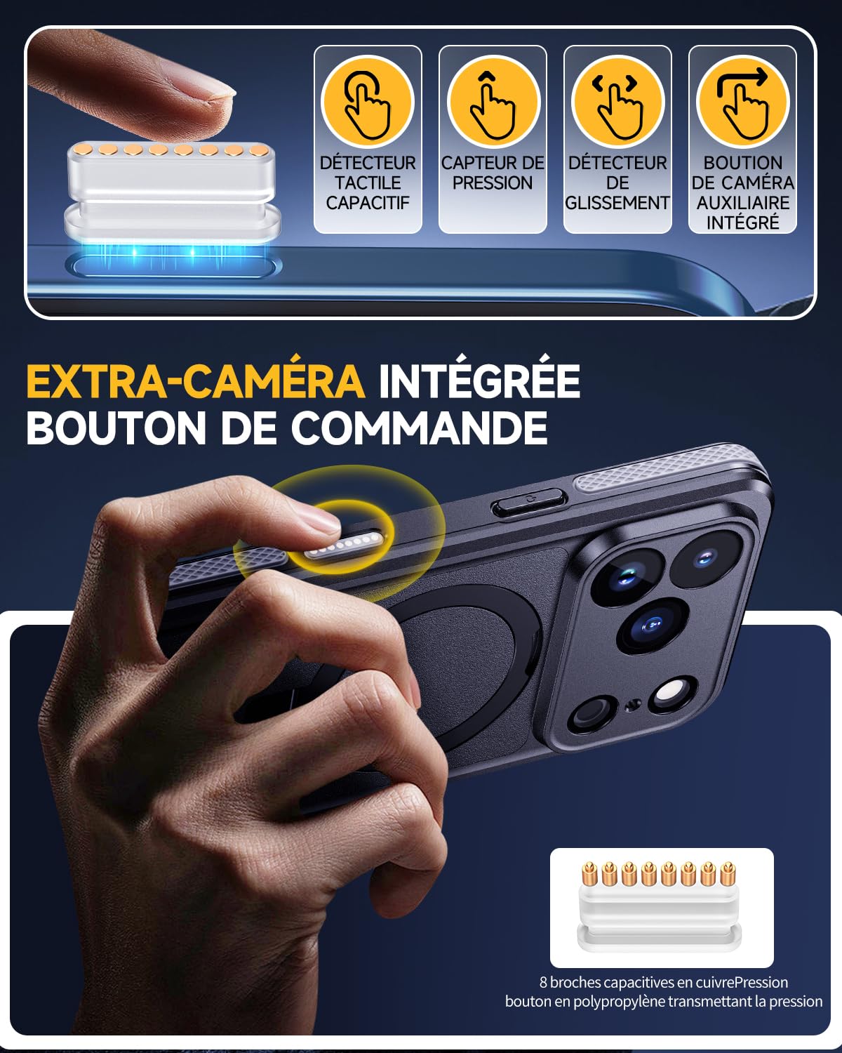 Lanhiem Coque pour iPhone 17 Pro Étanche avec Anneau Support [IP68 Imperméable] 360 Indestructible Antichoc Integral Antipoussière Anti-Neige Waterproof Etui avec Renforcée Protection écran,Noir