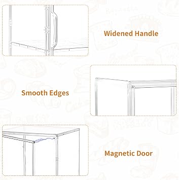 Bakery Display Case, 3 Layer Clear Acrylic Pastry Display Case, 1 Pack | Countertop Bread Box with 2 Adjustable Shelves, Magnetic Door, Display for Kitchen and Events, Size 10.6 x 8.7 x 14.2 Inches
