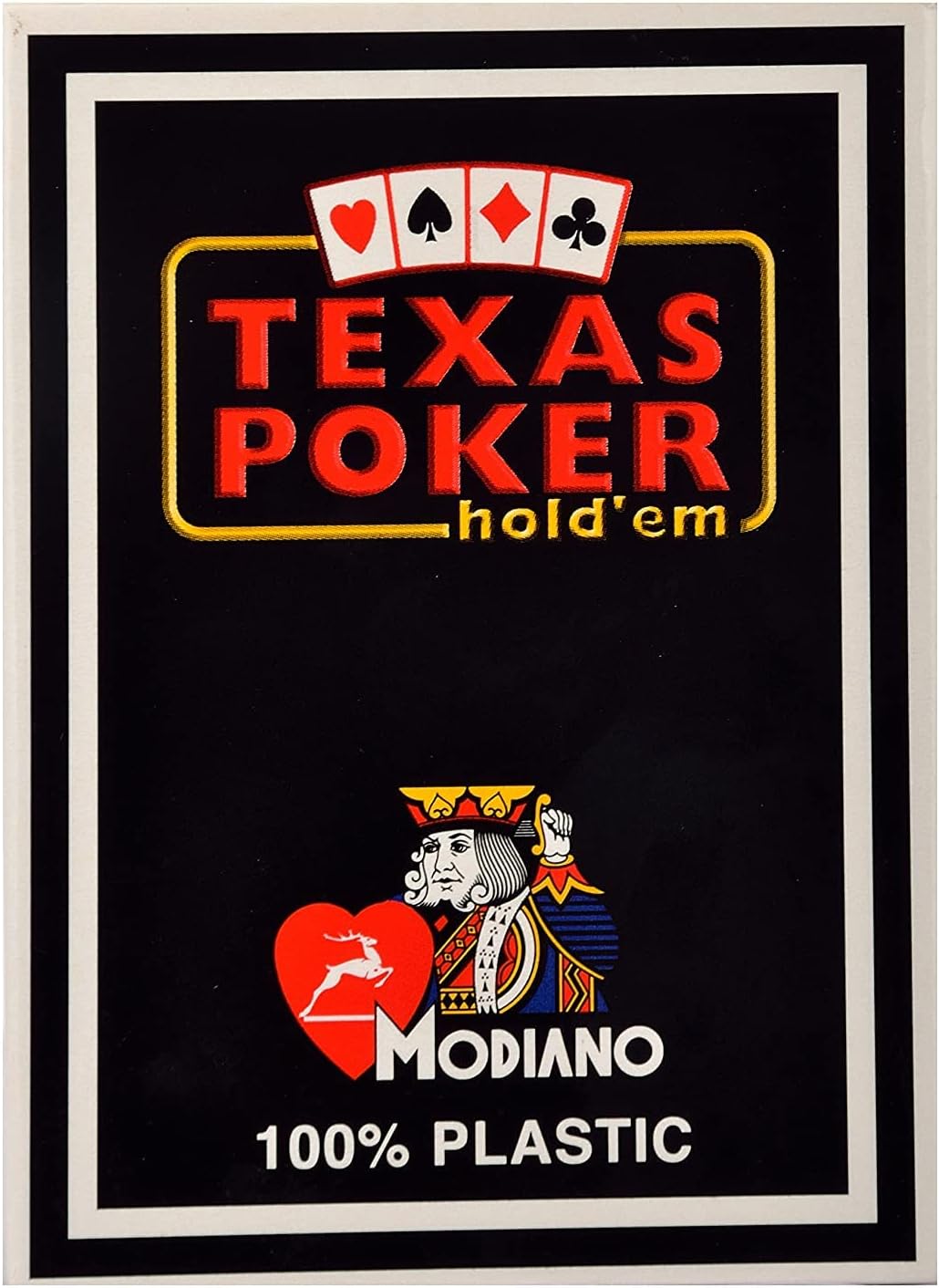 Modiano Texas Poker 2 Jumbo Index 100% Plastic Playing Cards (Black, Single Deck)