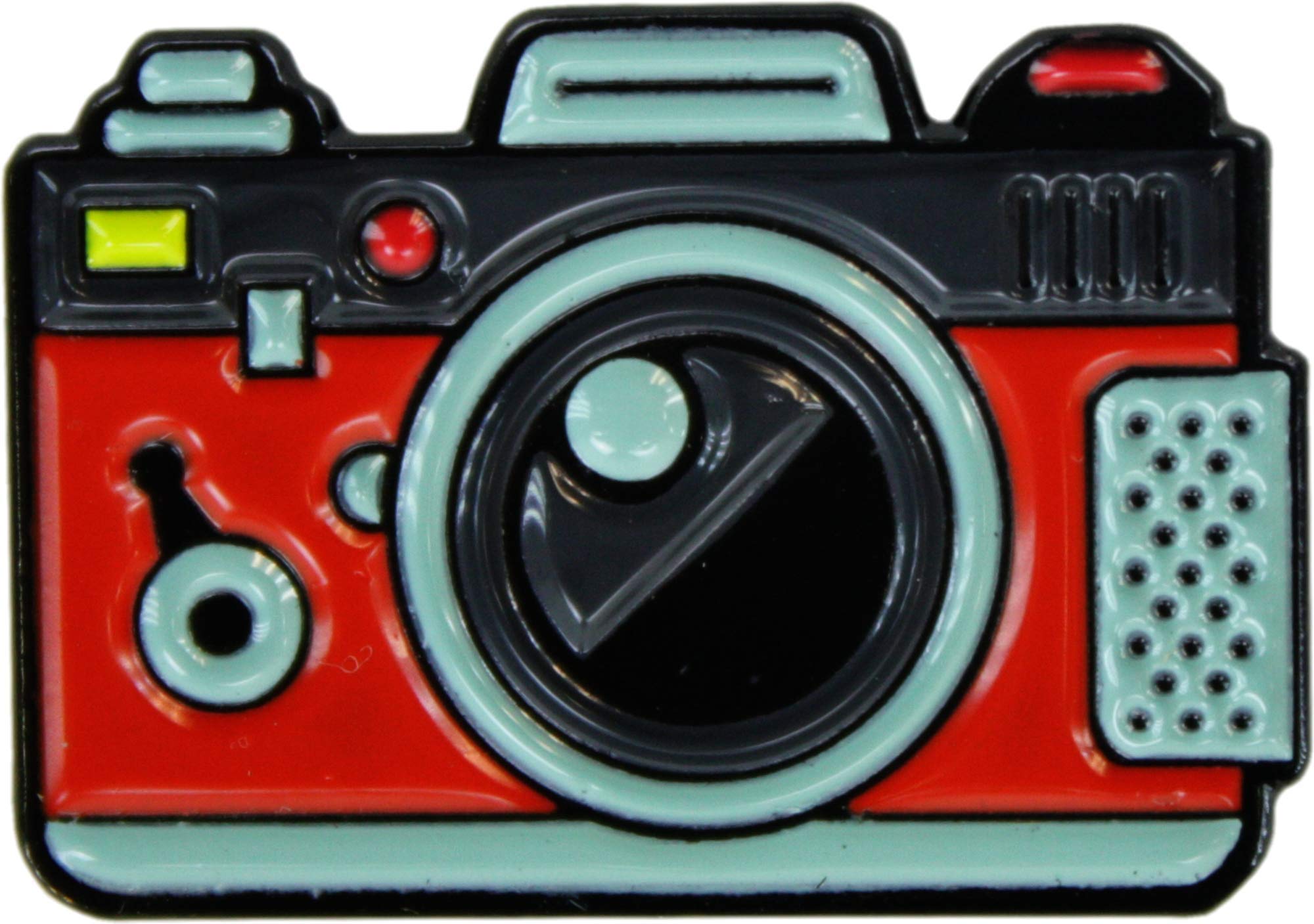 Red Camera Enamel Pin – Vintage Photography Accessory for Jackets, Backpacks, Hats, and Lanyards
