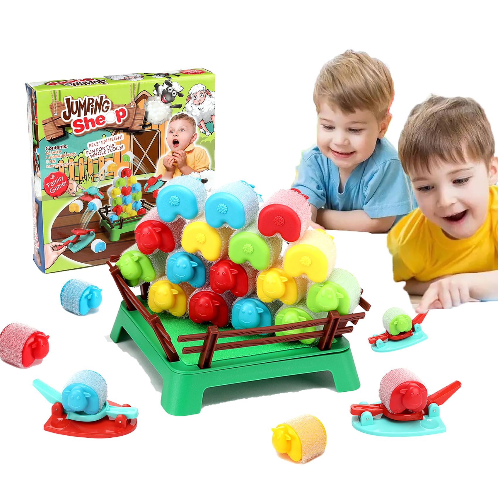 Kinaxixi Sheep-Jumping Shoot Game for Kids Funny Family Game Set Creative Catapult Game Practical Joke Games for 2-4 Players