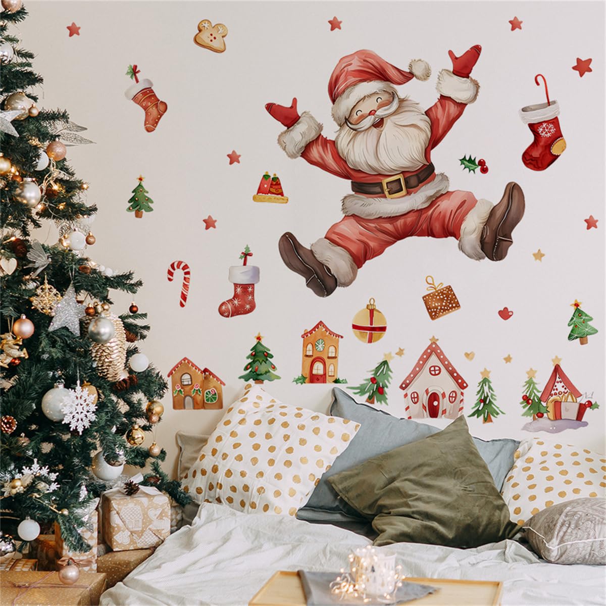 WALLMEI ウォールステッカー クリスマス おしゃれ 父のクリスマス クリスマスギフト 壁紙 シール はがせる クリスマス オーナメント 窓飾り ウォール 壁飾り Santa Christmas Decorations 寝室 書斎インテリア 壁 クリスマス ステッカー 剥がせる