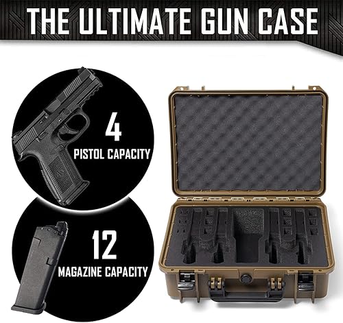 Vista 26 de Estuche para pistola Doro para 4 pistolas 12 con inserto de espuma MyCaseBuilder personalizado, impermeable, resistente, armas de fuego tácticas