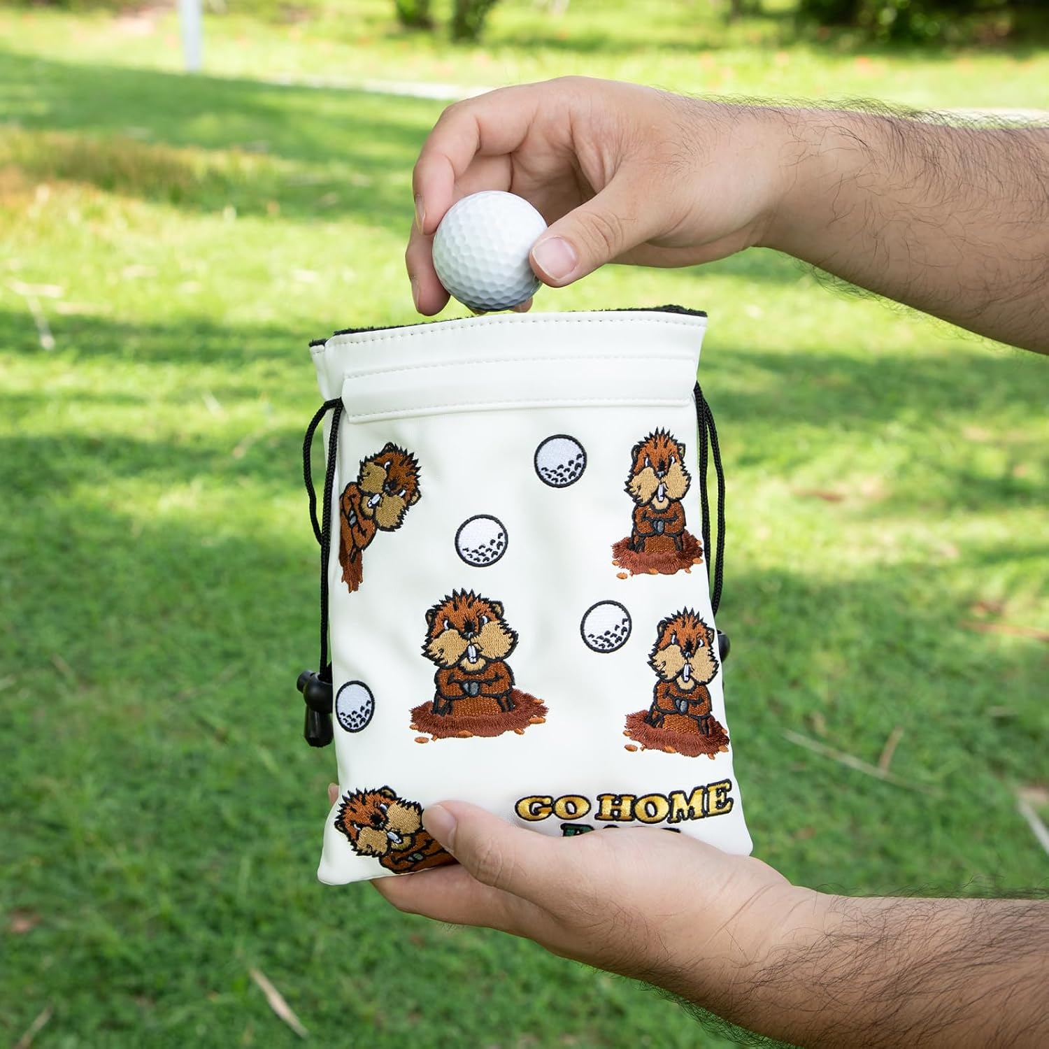 Valuables Pouch Funny Golf Ball Pouch Bag w/Drawstrings image 3