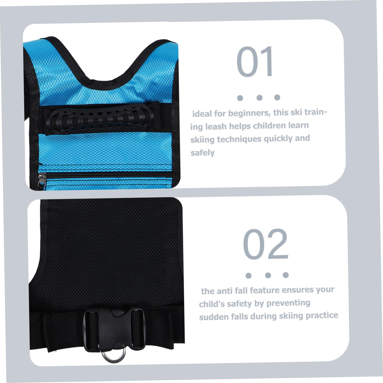 BESTonZON Imbracatura da Sci e Snowboard per Ragazzi con Tasca a Zip Regolabile Accessorio per Allenamento con Manico Traspirante e Sicurezza