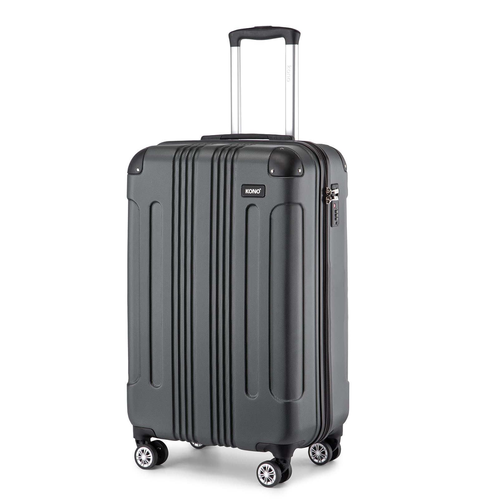 KONO Valigia Bagaglio a Mano 55x35x20cm Rigida e Leggera Trolley Piccolo in ABS con 4 Ruote Valigie da Viaggio, Grigio