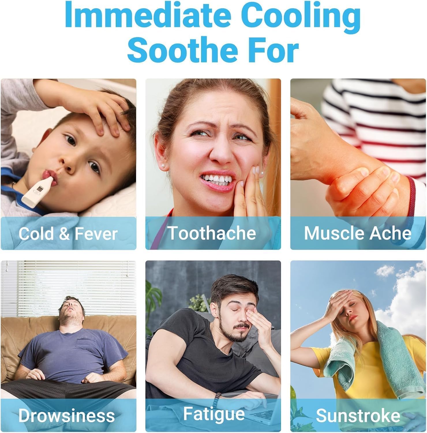 Migraine Relief Patch for Headache | Menthol & Camphor Formula, Instant Cooling Effect, Long-Lasting Up to 8 Hours | No Refrigeration Needed – Pack of 6 Patches — Amazon image 2