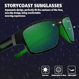 STORYCOAST Polarized Sports Sunglasses for Men Women Unbreakable Frame Cycling Fishing Driving 2Pack Black+Green