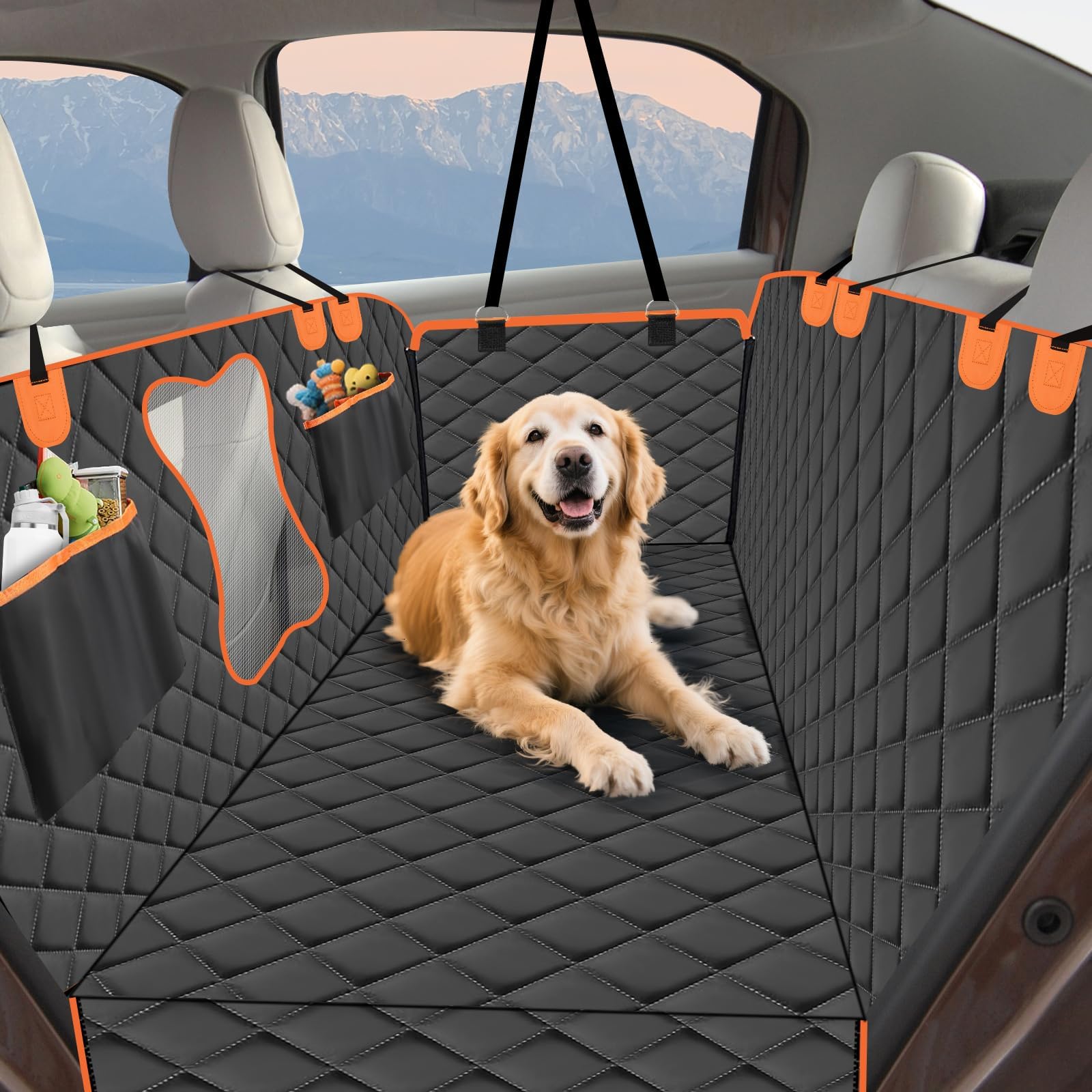 Funda de Coche Perros para Mercedes Benz C Class W/C205 Coupe 2015-2018 | Tejido Oxford 600D Antiarñazos: Material acolchado ultrarresistente que protege los asientos de garras, roturas y suciedad