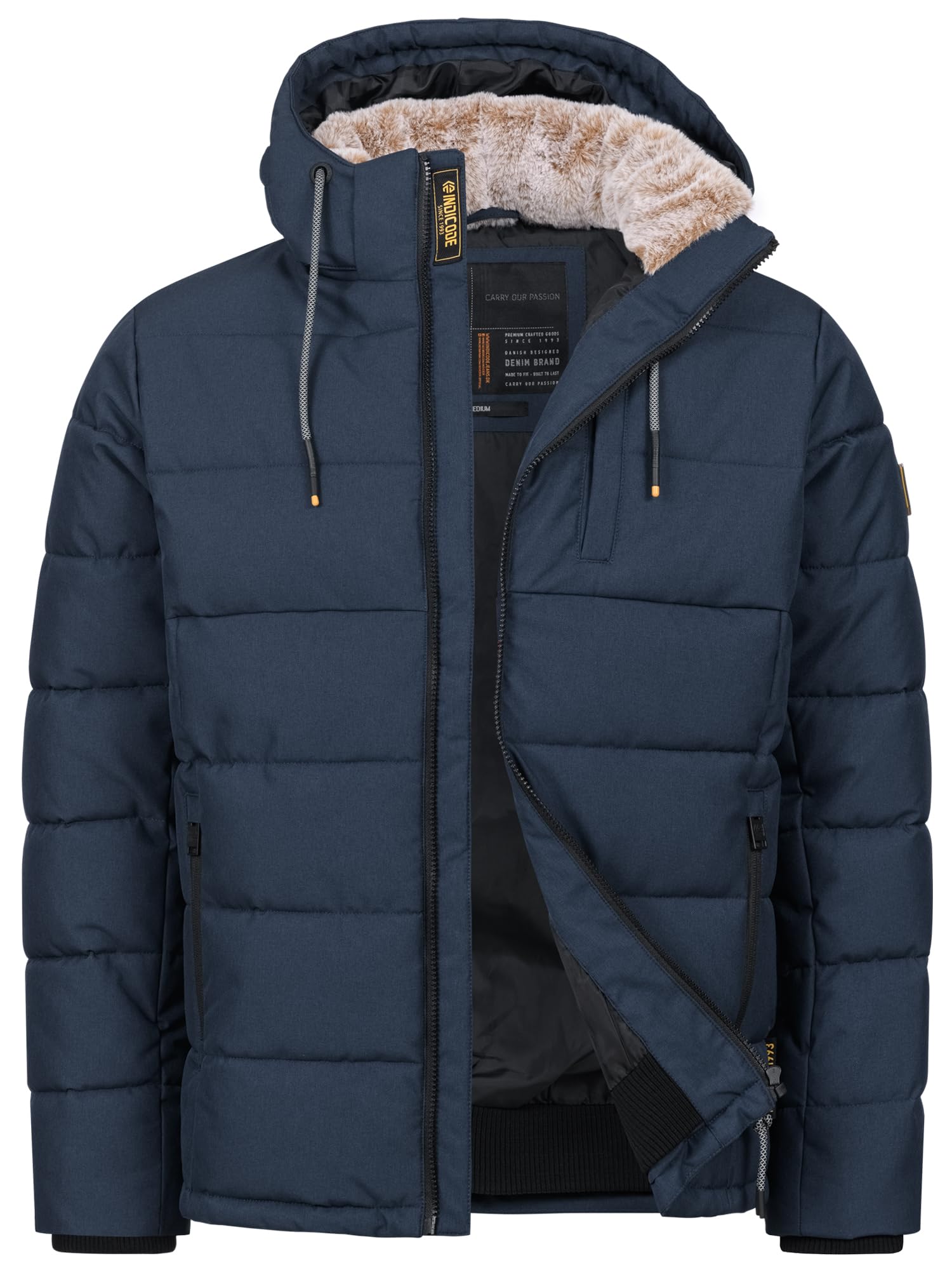 Indicode Herren INHebero Winterjacke Steppjacke in Daunen-Optik mit Kapuze