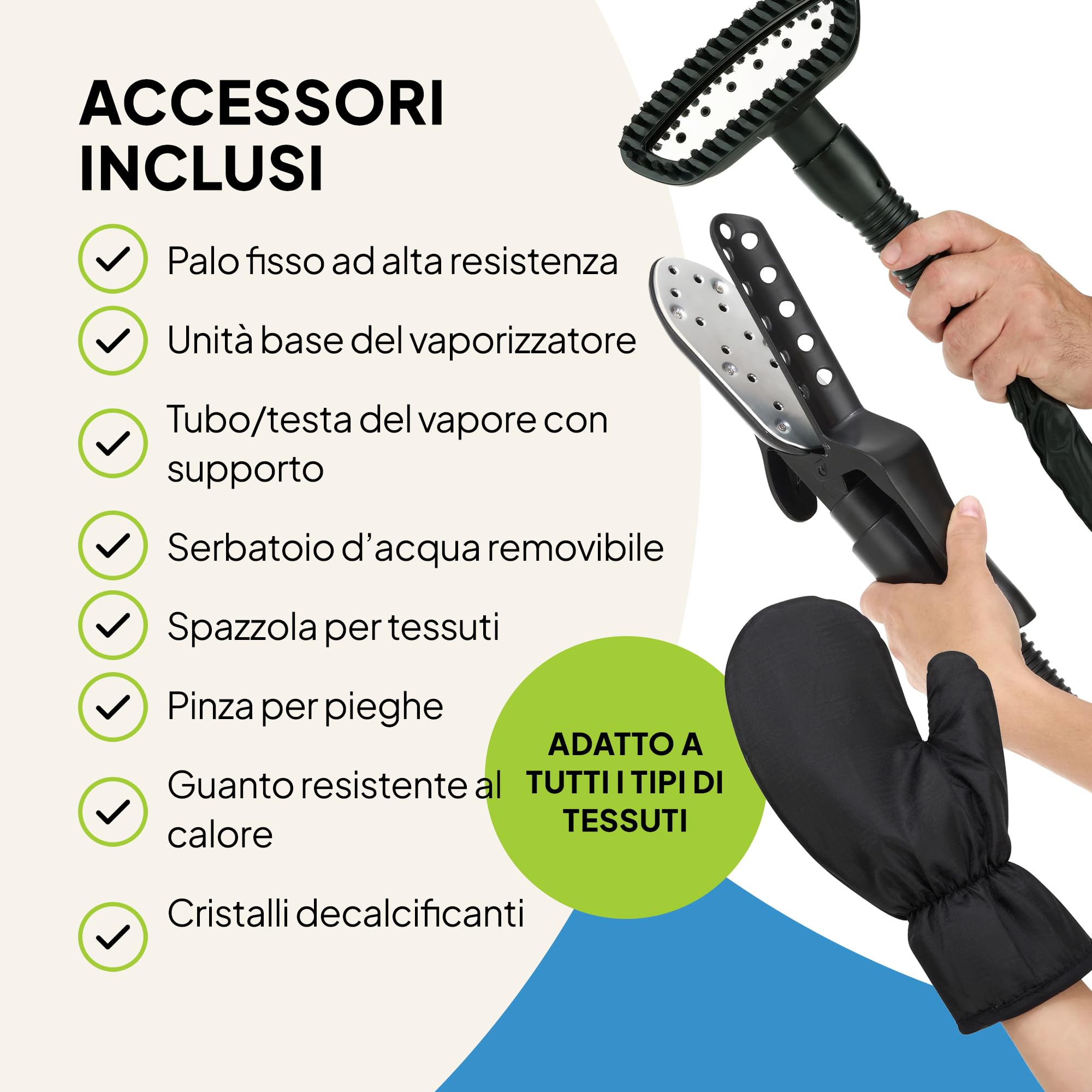 Fridja f1600 Stiratrice a vapore commerciale 2200W – Potente vaporizzatore professionale con doppio livello di vapore e serbatoio da 4L – Per tutti i tessuti – Nero opaco