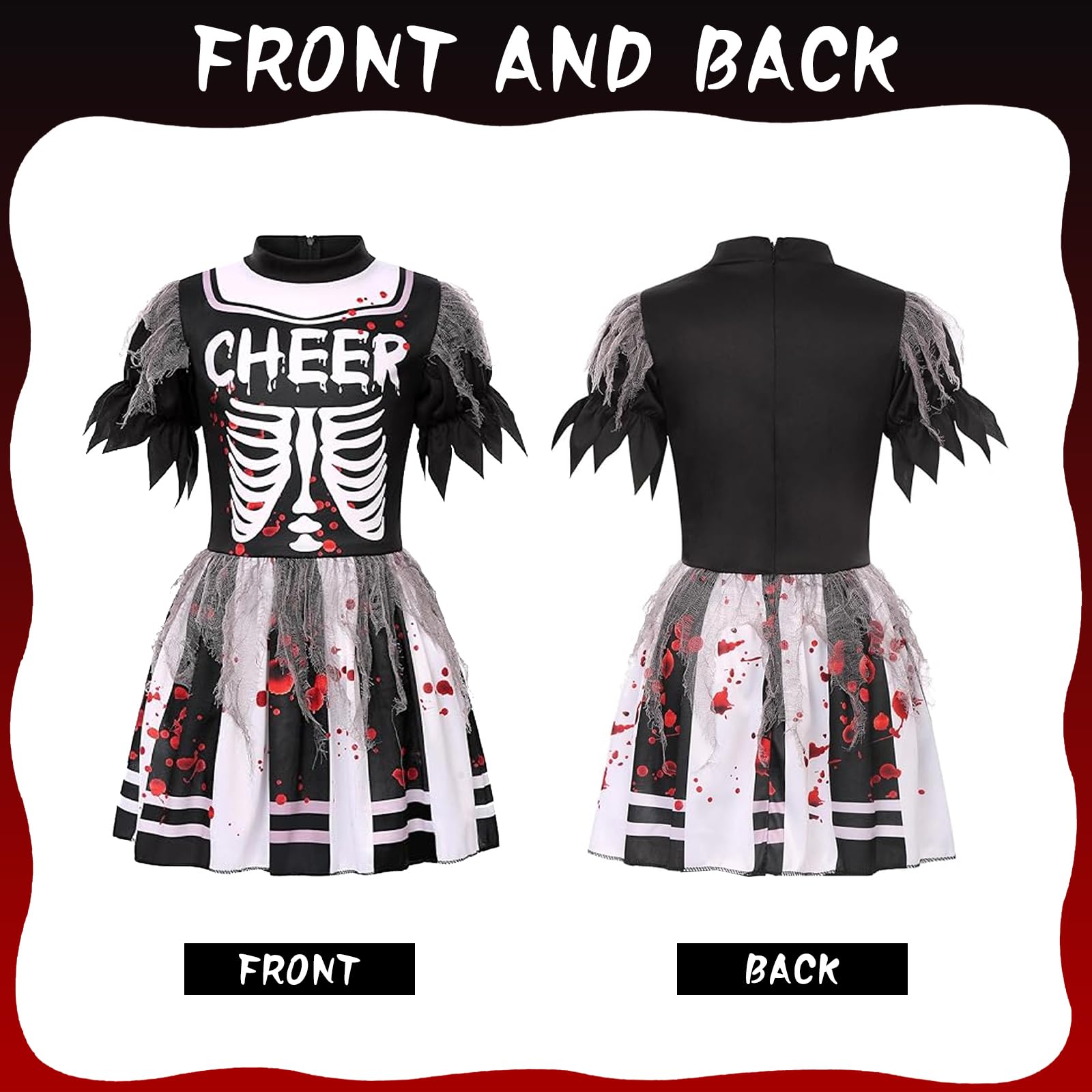 HIQE-FL Zombie Cheerleader Costume, Zombie Cheerleader Costume, Zombie Dress, Cheerleader Halloween, Cheerleader Costume - Image 4