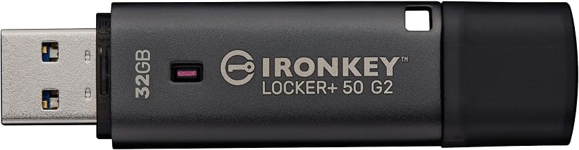 Kingston Ironkey Locker+ 50 G2 32GB Encrypted USB Drive | FIPS 197 | AES-XTS Protection | Multi-Password Security | USB 3.2 Gen 1 | IKLP50G2/32GB