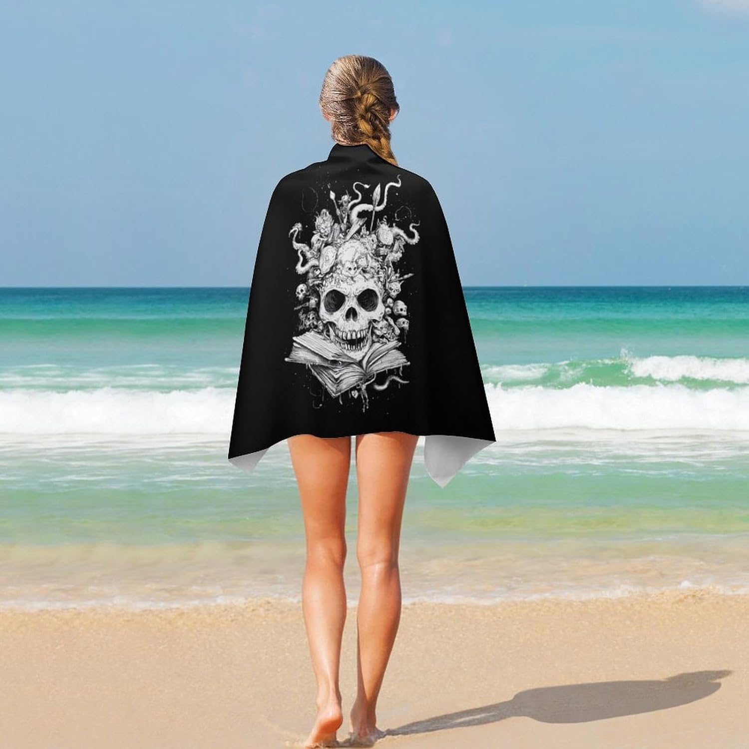Skull Books Oversized Beach Towel Soft Absorbent Pool Bath Swim Towels for Adults Travel Vacation Gifts 130x80cm