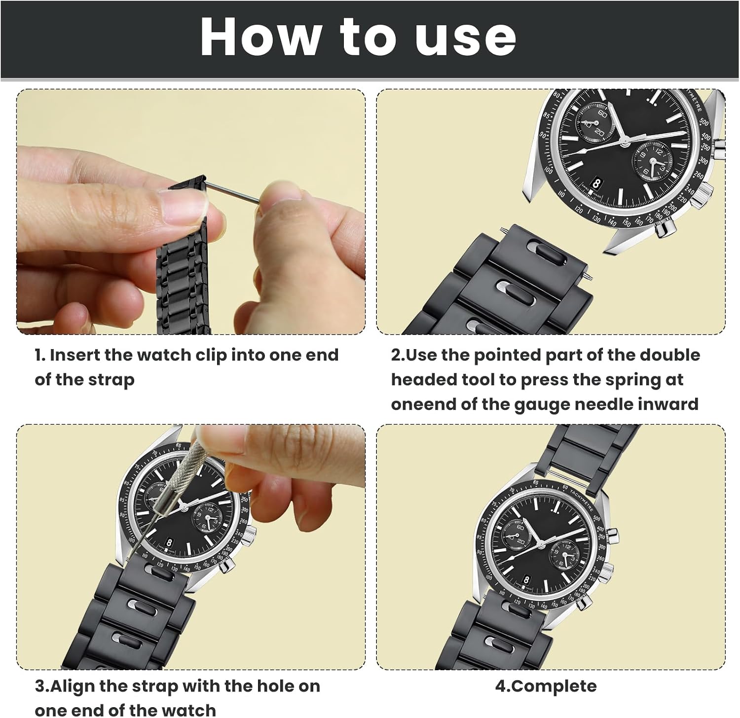 360 Pcs Watch Band Pins Kit, 8mm-25mm Professional Watch Spring Bar Diameter 1.5mm with Bands Strap Link Pin Remover Repair Tool, Suitable for Most Kinds of Stainless Steel Watch Pins