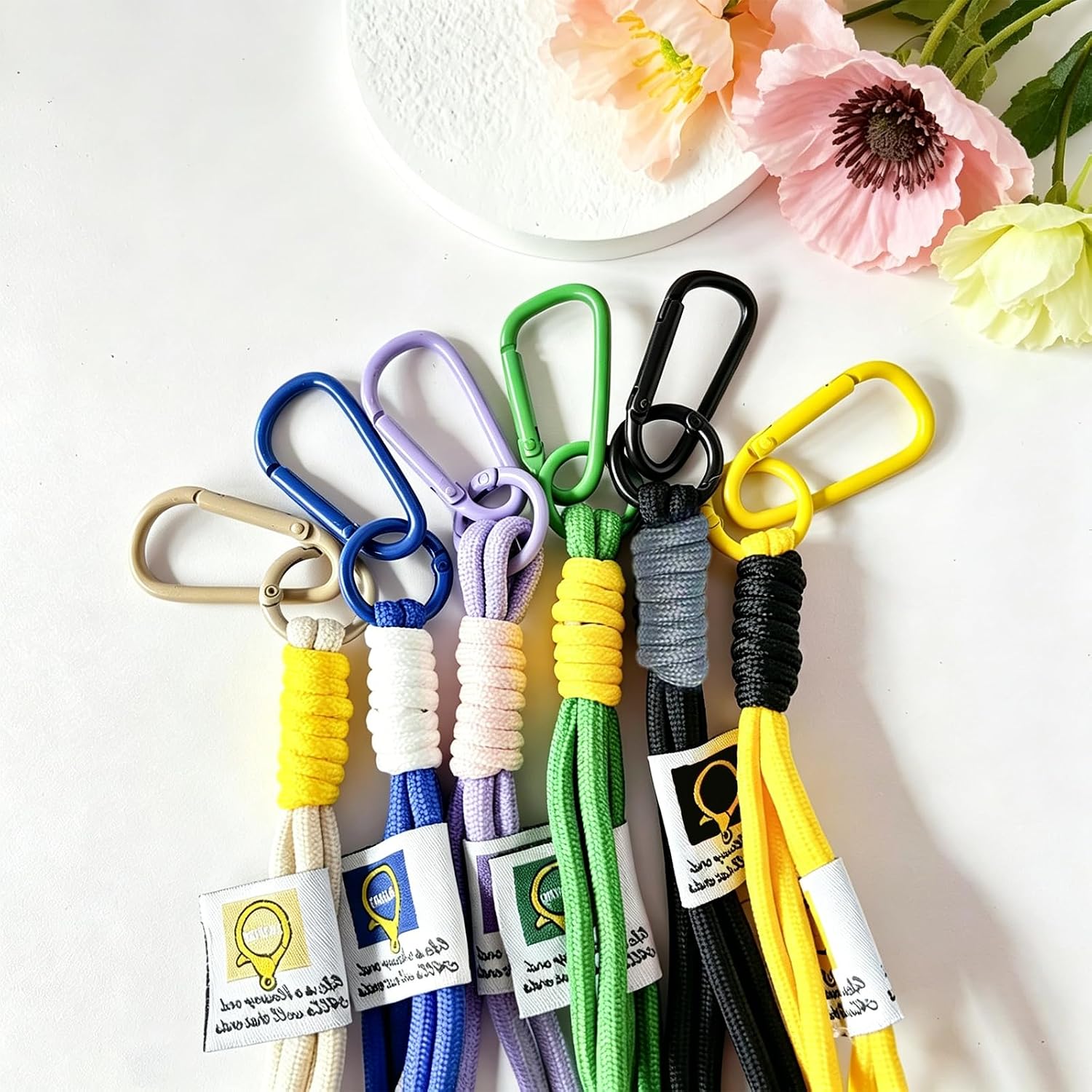 10Pcs Strong Braided Nylon Keychain Bulk Mixed Color Paracord Keychain with Carabiner Clip on Strap Clasp Ideal for Camping Hiking Backpack Accessories Paracord Rope Keychain Bag Charms image 3